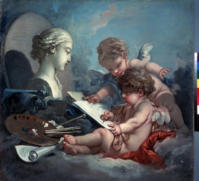 ""Allegory of Painting"" (Cupids. Allegory of Painting) Maleri af Francois Boucher (1703-1770) omkring 1760 Dim. 82x87 cm Eremitagemuseet, Sankt Petersborg (Saint-Petersburg) af François Boucher