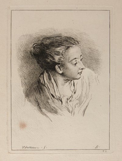 Buste af en kvinde med håret trukket tilbage af François Boucher