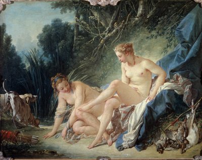 Diana forlader badeværelset - olie på lærred af François Boucher