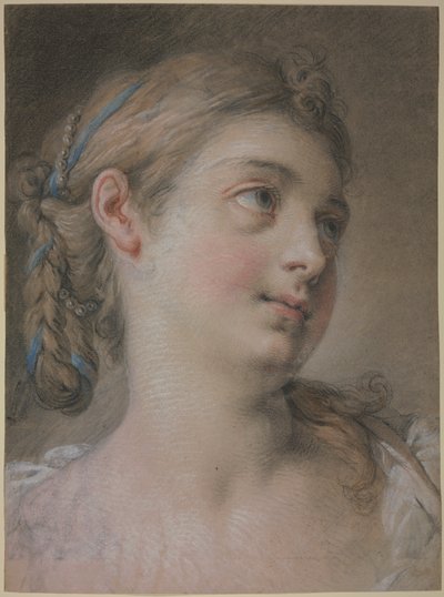 Kvindehoved vendt mod højre af François Boucher