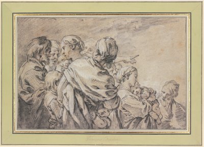 Gruppe af halvfigurer bestående af mænd og kvinder med børn af François Boucher