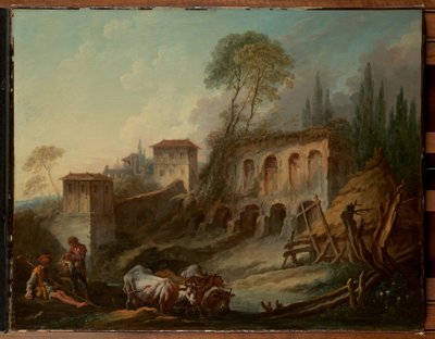 Et imaginært landskab med Palatinerhøjen set fra Campo Vaccino af François Boucher