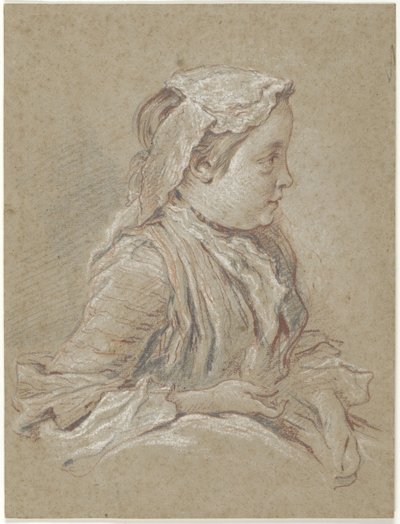 Ung kvinde med en hue med blonder af François Boucher