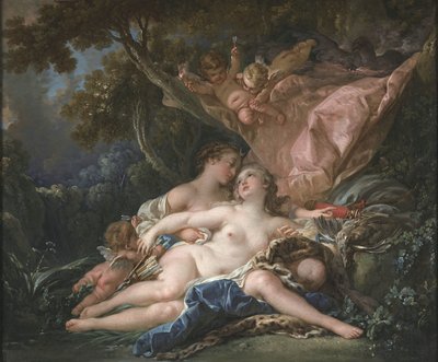 Jupiter i skikkelse af Diana og nymfen Callisto af François Boucher