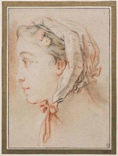 Kvindehoved, profil med hue af François Boucher
