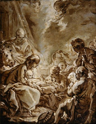 La Lumiere du Monde (olie på papir på panel) af François Boucher