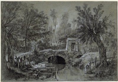 Landskab med bæk og bro af François Boucher