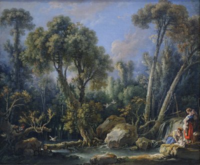 Vaskerikvinder i et landskab af François Boucher
