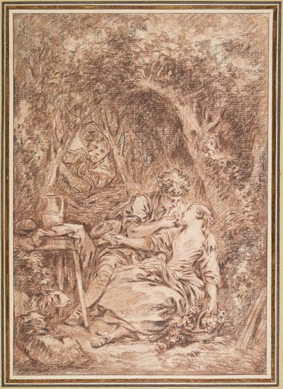 Overraskede elskende (Annette og Lubin) af François Boucher