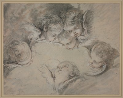 Seks englehoveder i skyerne af François Boucher