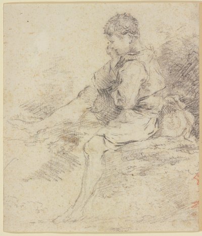 Siddende dreng med bare ben af François Boucher