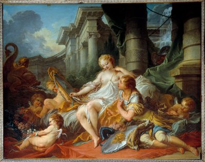 Renauds og Armides kærlighed Illustration af en scene af "La Jerusalem delivree" (La gerusalemme liberata) af Torquato Tasso (kendt som kruset). Den fortryllende Armide omgivet af meget symbolske Amours seduit ved hjælp af sit magiske spejl, ridderen Re af François Boucher