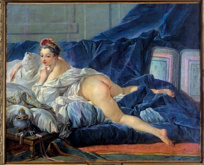 Den odaliske unge kvinde sidder på en sofa. Maleri af Francois Boucher (1703-1770) 1752 Reims musee des Beaux Arts af François Boucher