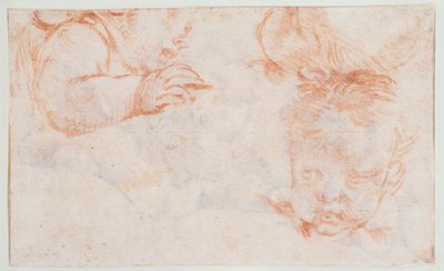 Tre drengehoveder. Studier til dørstykke på Amalienborg af François Boucher