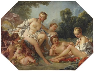 Venus i sit bad omgivet af nymfer og amoriner af François Boucher