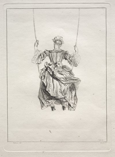 Kvinde på en gynge, set bagfra af François Boucher