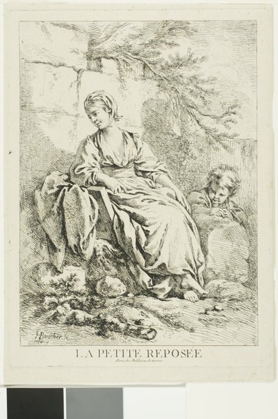 Ung kvinde hviler af François Boucher