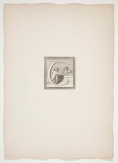 C Monogram med Putti af Francois Chauveau