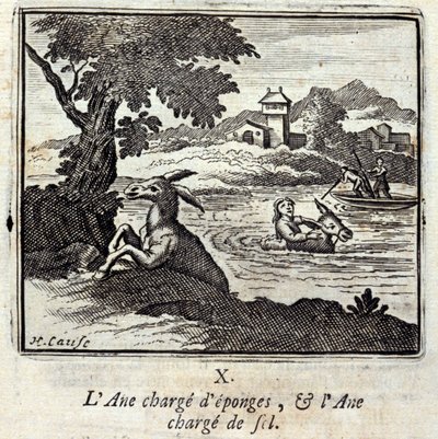 Æsellæs svampe og æsellæs salt. Fabler af Jean de La Fontaine (1621-95). Illustration af François Chauveau (1613-1676). Udgave af 1728. af Francois Chauveau
