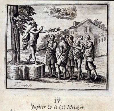Jupiter og Metayeren. Fabler af Jean de La Fontaine (1621-95). Illustration af François Chauveau (1613-1676). Udgave af 1728. af Francois Chauveau