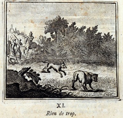Intet for meget. Fabler af Jean de La Fontaine (1621-95). Illustration af Francois Chauveau (1613-1676). Udgave af 1728. af Francois Chauveau
