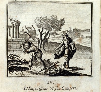Brænderen og hans Compere. Fabler af Jean de La Fontaine (1621-95). Illustration af Francois Chauveau (1613-1676). Udgave af 1728. af Francois Chauveau