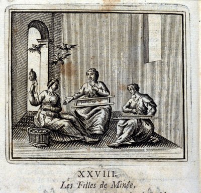 Minee-døtrene. Fabler af Jean de La Fontaine (1621-95). Illustrationer af François Chauveau (1613-1676). Udgave fra 1728. af Francois Chauveau