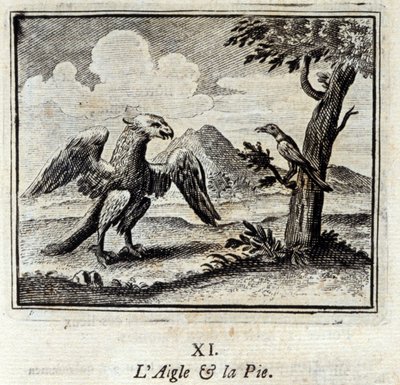 Ørnen og Pius. Fabler af Jean de La Fontaine (1621-95). Illustrationer af François Chauveau (1613-1676). Udgave fra 1728. af Francois Chauveau