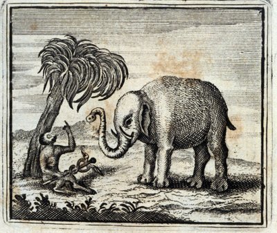 Elefanten og Jupiters aben. Fabler af Jean de La Fontaine (1621-95). Illustration af François Chauveau (1613-1676). Udgave af 1728. af Francois Chauveau