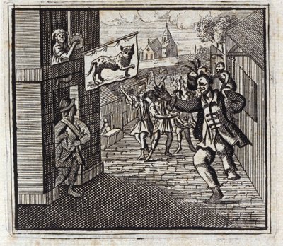Aben og Leoparden. Fabler af Jean de La Fontaine (1621-95). Illustration af Francois Chauveau (1613-1676). Udgave af 1728. af Francois Chauveau