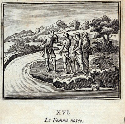 Noyee-kvinden. Fabler af Jean de La Fontaine (1621-95). Illustration af François Chauveau (1613-1676). Udgave af 1728. af Francois Chauveau