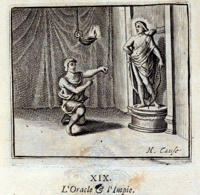 Oraklet og de ugudelige. Fabler af Jean de La Fontaine (1621-95). Illustration af Francois Chauveau (1613-1676). Udgave af 1728. af Francois Chauveau