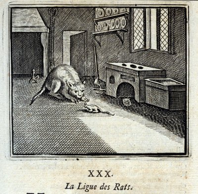 Rotteligaen. Fabler af Jean de La Fontaine (1621-95). Illustration af François Chauveau (1613-1676). Udgave af 1728. af Francois Chauveau
