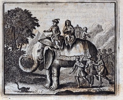 Rotten og elefanten. Fabler af Jean de La Fontaine (1621-95). Illustration af François Chauveau (1613-1676). Udgave af 1728. af Francois Chauveau