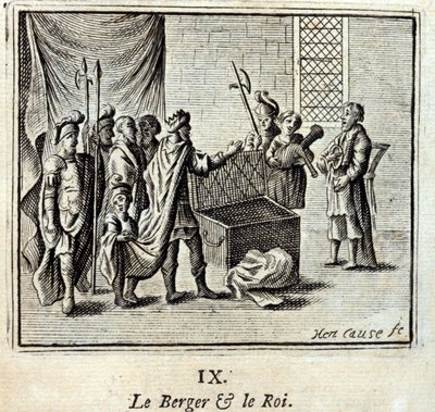 Hyrden og kongen. Fabler af Jean de La Fontaine (1621-95). Illustration af François Chauveau (1613-1676). Udgave af 1728. af Francois Chauveau
