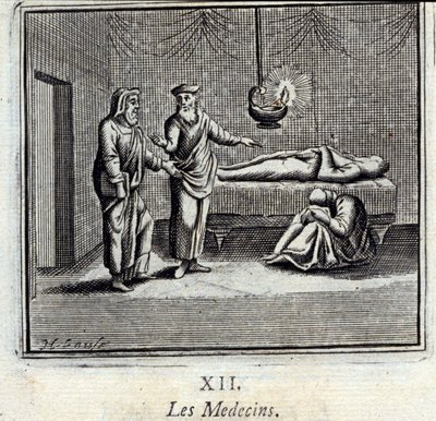 Lægerne. Fabler af Jean de La Fontaine (1621-95). Illustration af François Chauveau (1613-1676). Udgave af 1728. af Francois Chauveau
