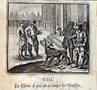 Hunden vi skar hans ører af. Fabler af Jean de La Fontaine (1621-95). Illustration af François Chauveau (1613-1676). Udgave af 1728. af Francois Chauveau
