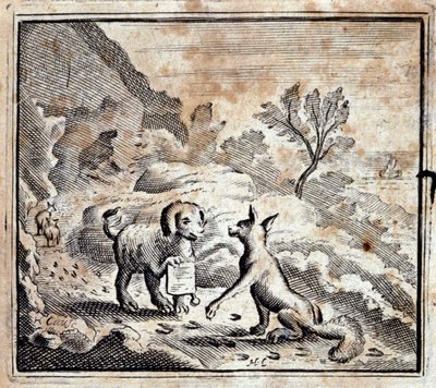 Den syge løve og ræven. Fabler af Jean de La Fontaine (1621-95). Illustration af François Chauveau (1613-1676). Udgave af 1728. af Francois Chauveau