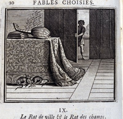 Byrotten og markrotten. Fabler af Jean de La Fontaine (1621-95). Illustration af François Chauveau (1613-1676). Udgave af 1728. af Francois Chauveau
