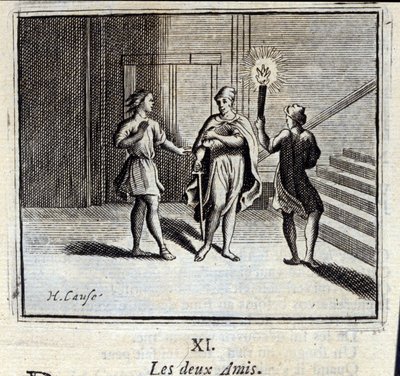 De to venner. Fabler af Jean de La Fontaine (1621-95). Illustration af François Chauveau (1613-1676). Udgave fra 1728. af Francois Chauveau