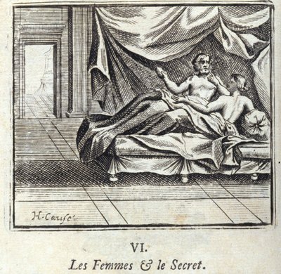 Kvinder og hemmelighed. Fabler af Jean de La Fontaine (1621-95). Illustration af Francois Chauveau (1613-1676). Udgave af 1728. af Francois Chauveau