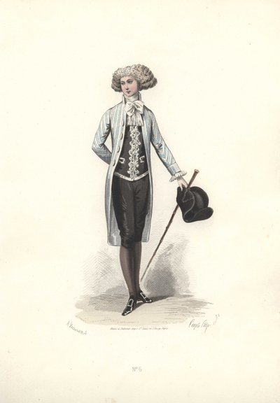 Elegant mand i stribet frakke, Marie Antoinettes æra. af Francois Claudius Compte Calix