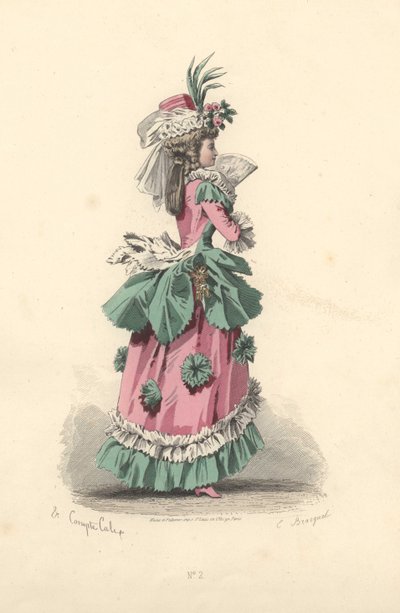 Moderigtig kvinde i kjole med rosetter, Marie Antoinettes æra af Francois Claudius Compte Calix
