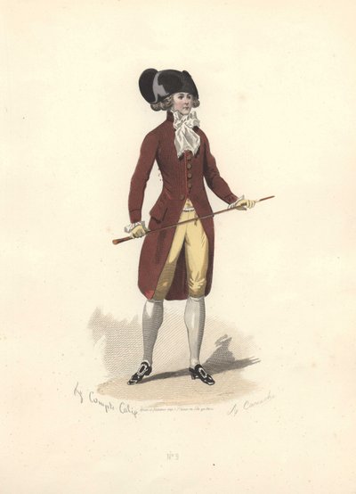 Mand i stor sort tohjørningshat, Marie Antoinettes æra. af Francois Claudius Compte Calix
