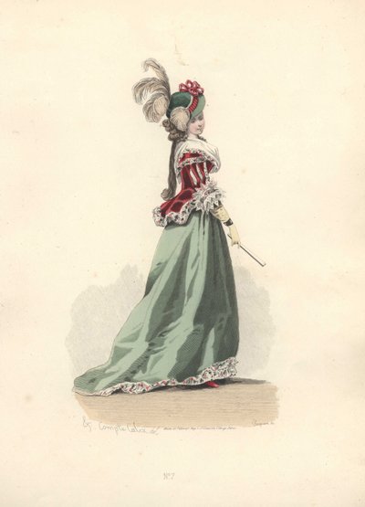Kvinde i jakke og nederdel, Marie Antoinettes æra. af Francois Claudius Compte Calix