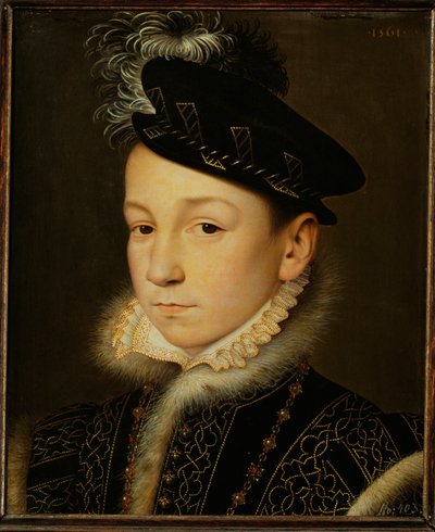 Kong Karl IX af Frankrig ... (olie på egetræ) af François Clouet