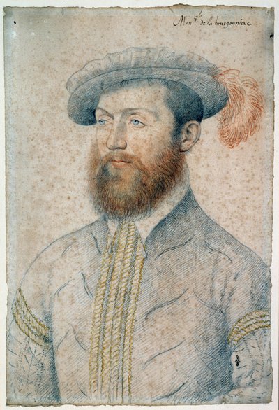 Portræt af Jean Du Plessis, Lord of the Bourgonniere (1525 - 1594). Tegning af blod og sort sten af Francois Clouet (1515-1572) af François Clouet
