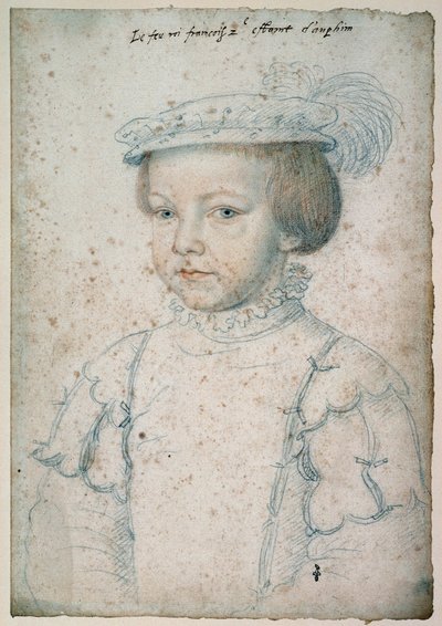 Portræt af kongen af Frankrig Francois II (1544-1560). Tegning af Francois Clouet (1515-1572) af François Clouet