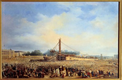 Opførelse af obelisque de Luxor place de la concorde i Paris (25. oktober af Francois Dubois