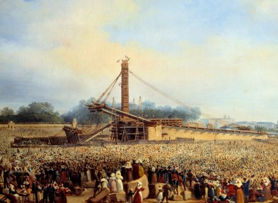 Opførelse af obelisken i Luxor place de la concorde (25. oktober af Francois Dubois
